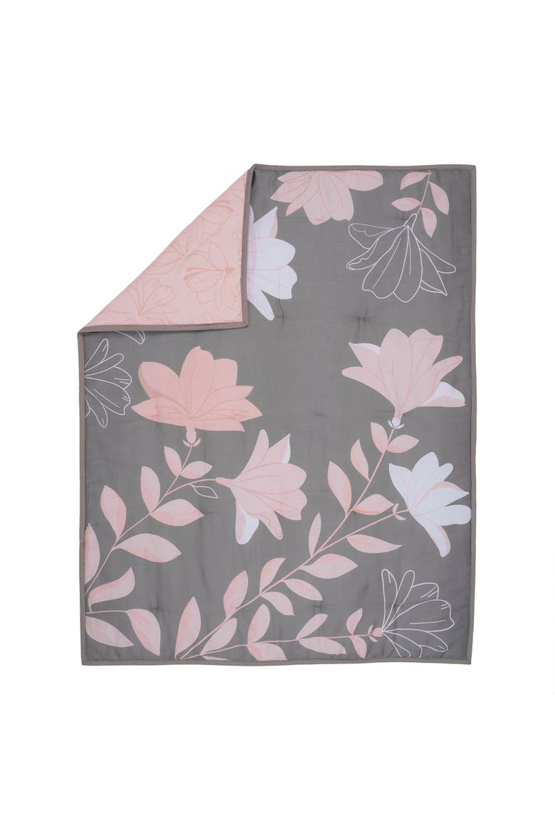 Petals Sateen Cotton Floral 3-Piece Baby Crib Bedding Set, Alternate, color, Gray