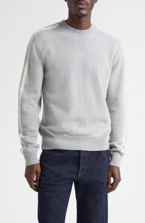 Side Stripe Wool Crewneck Sweater