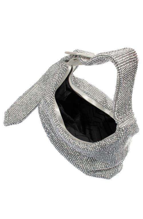 Olga Berg Calypso Crystal Mesh Shoulder Bag In Silver