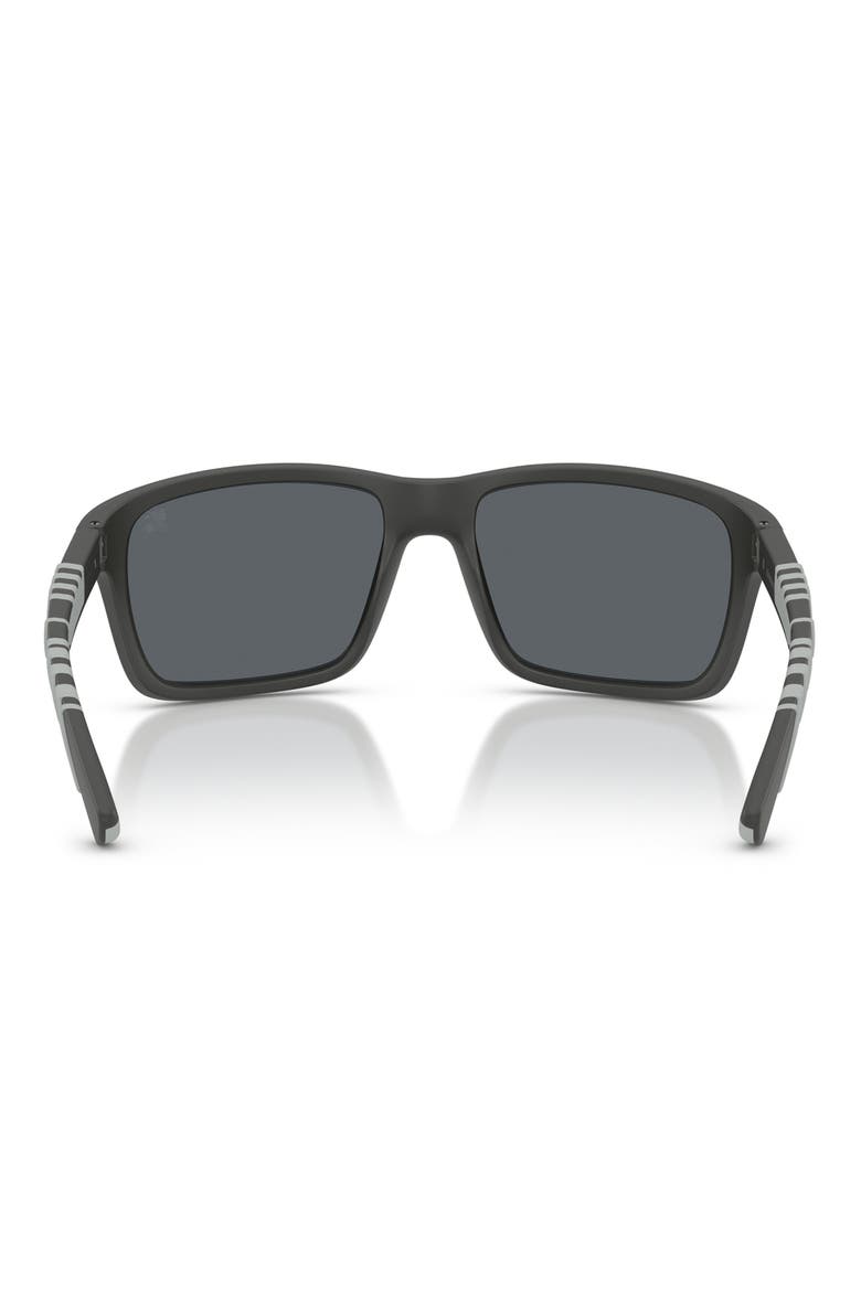 60mm Rectangle Sunglasses, Alternate, color, MATTE GREY / DARK BLUE BLUE