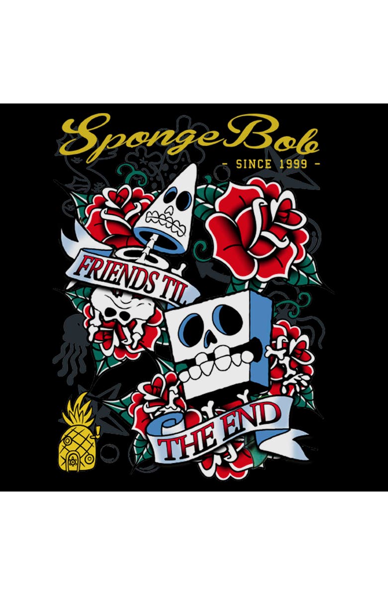 SpongeBob SquarePants Men's SpongeBob SquarePants Friends Til the End  Graphic T-Shirt, Alternate, color, Black