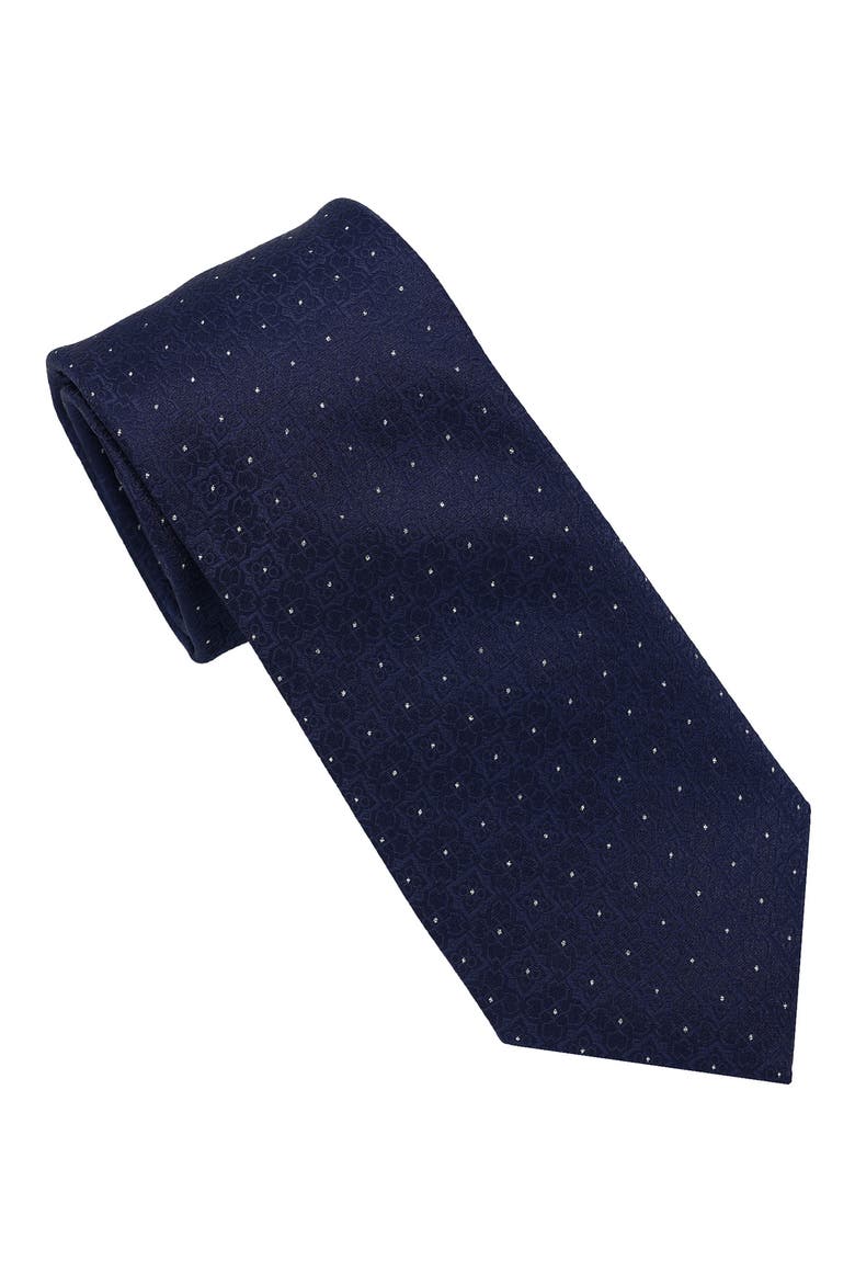 Sparkle Medallion Print Tie, Main, color, NAVY
