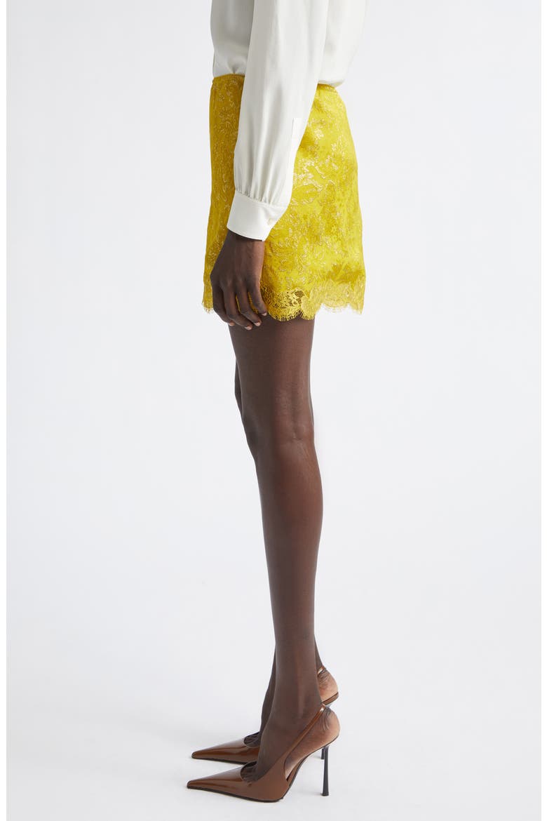 Baroque Jacquard & Lace Miniskirt, Alternate, color, JAUNE ACIDE OR