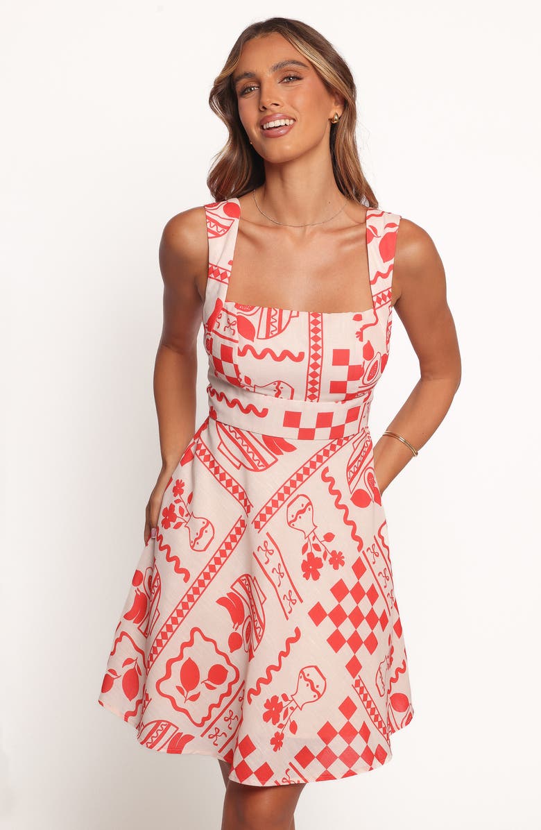 Petal & Pup Sloan Allover Print Minidress, Alternate, color, Red Print