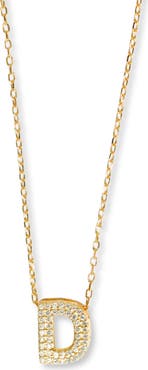 Argento Vivo Sterling Silver Cubic Zirconia Bubble Inital Pendant Necklace