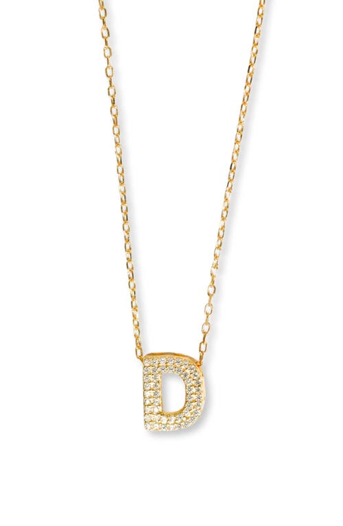 Argento Vivo Sterling Silver Cubic Zirconia Bubble Inital Pendant Necklace in Gold - D 