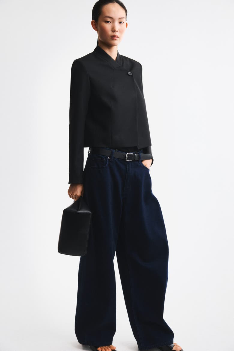Oversized Single-Breasted Jacket, Alternate, color, Black