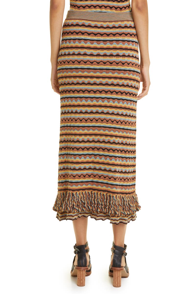 Ulla Johnson Cosette Stripe Silk & Cotton Blend Knit Skirt, Alternate, color, Tigers Eye