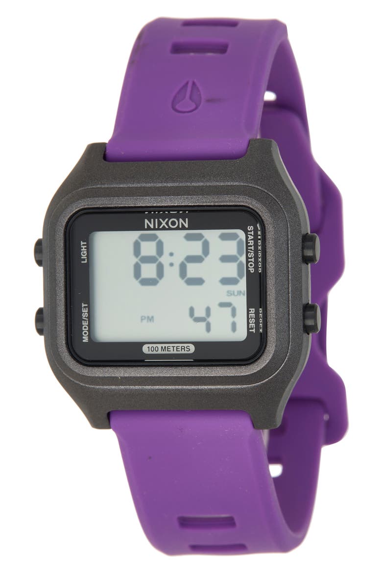 Ripper Digital Silicone Strap Watch, Main, color, BLACK / PURPLE