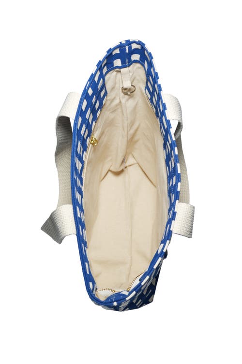 Dance Happy Grid Carry All Tote Bag In Navy