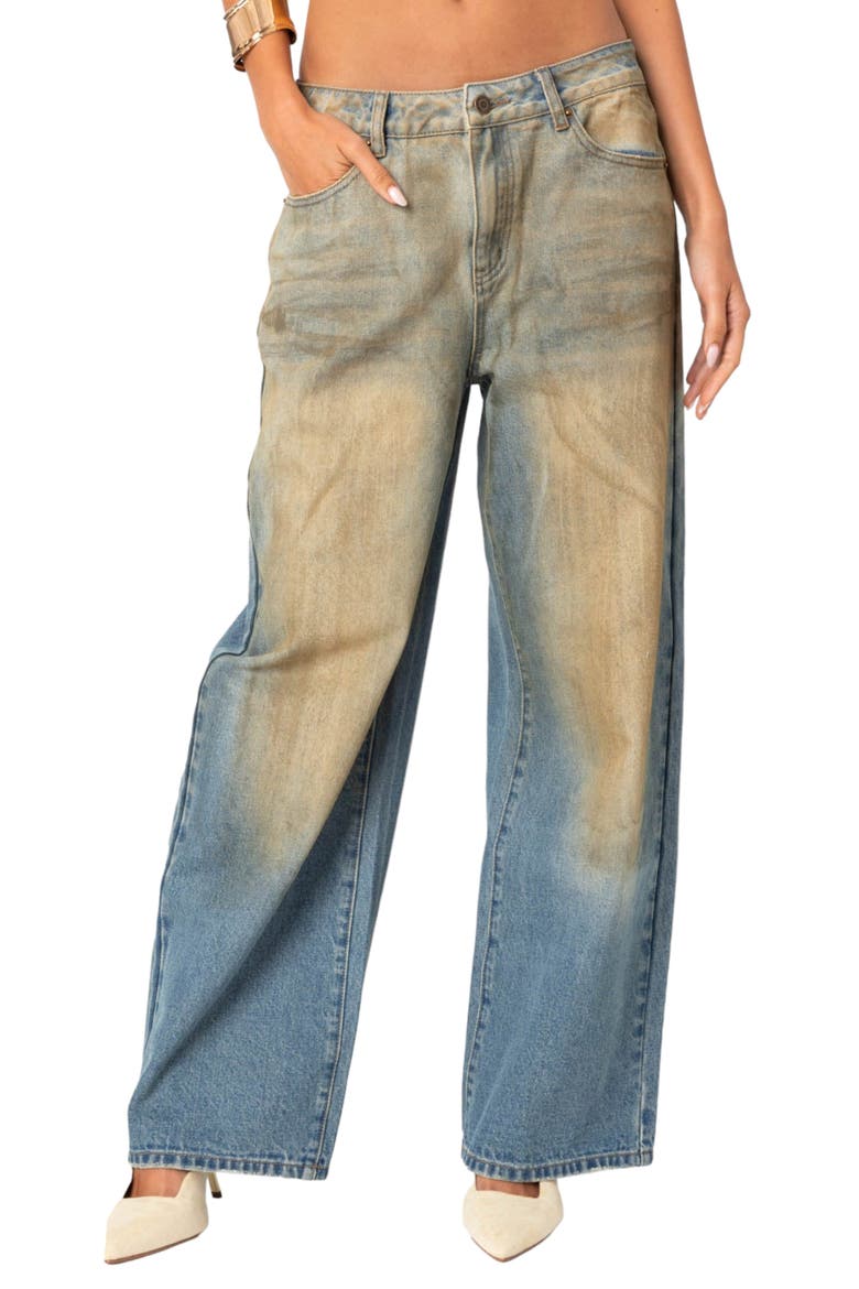 Muddy Wash Wide Leg Jeans, Main, color, BLUE-WASHED