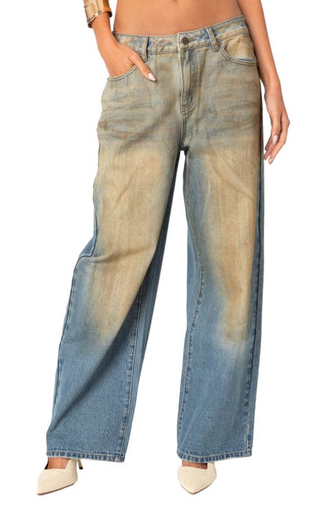 Muddy Wash Wide Leg Jeans