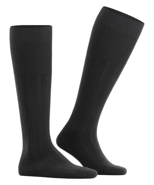 Falke Lhasa Rib Wool Cashmere Knee High Socks In Black