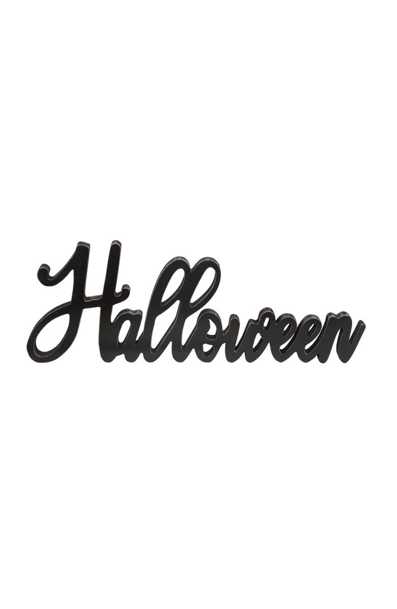 Transpac Black Halloween Die Cut Cursive MDF Decor Spooky Figurine, Main, color, Black