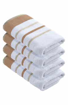 Woven & Weft Cotton Textured Stripe 4-Pack Hand Towel Set