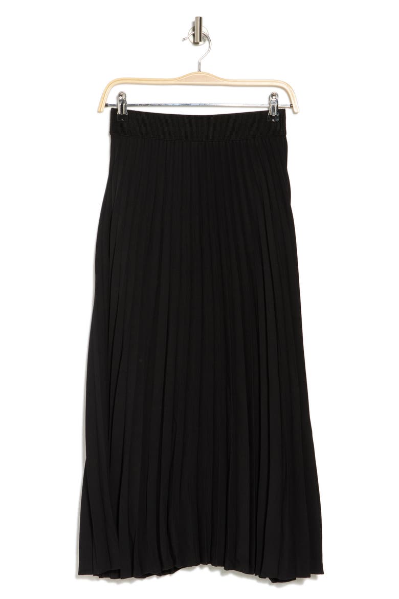 Pleated Midi Skirt, Alternate, color, BLACK