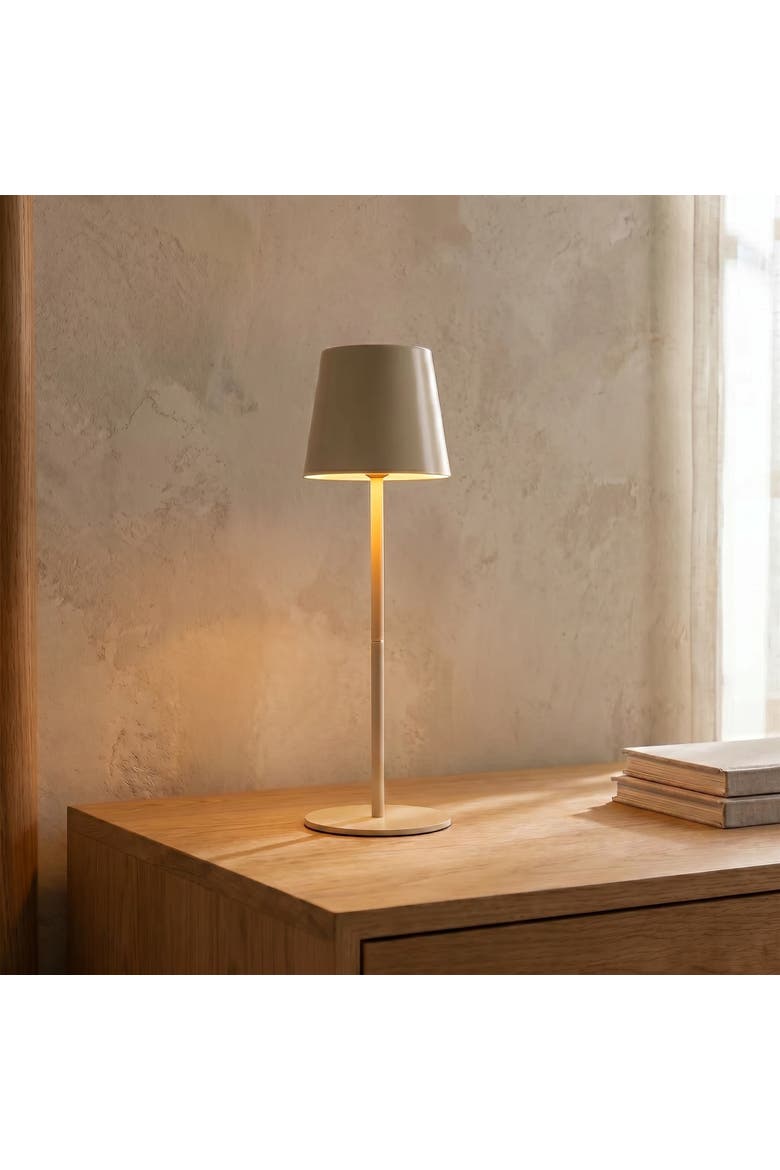 Metal LED Rechargeable Table Lamp with Touch Sensor, White, Alternate, color, Cream