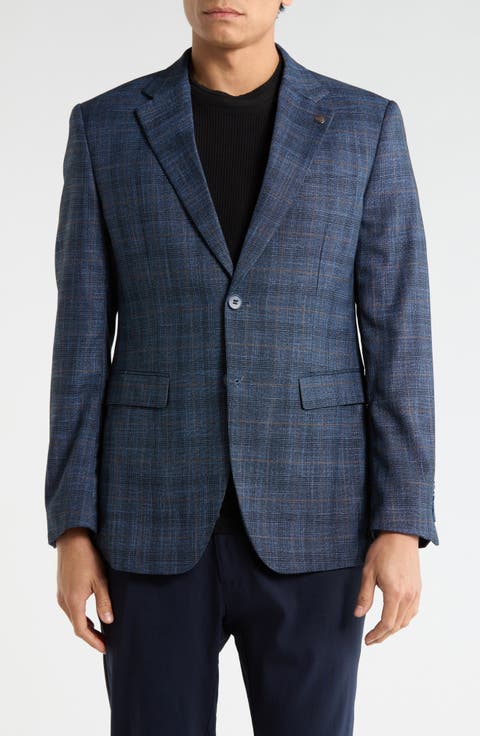 Slim Fit Plaid Stretch Sport Coat