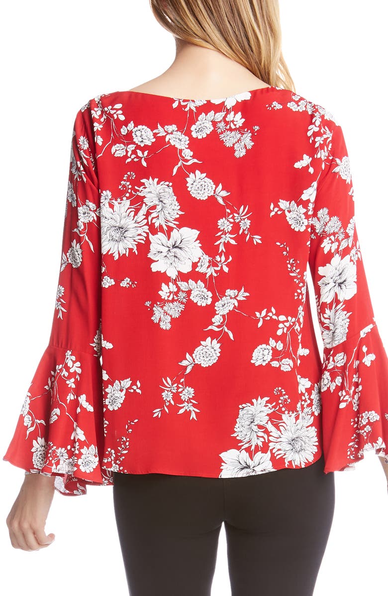 Karen Kane Bouquet Print Bell Sleeve Top, Alternate, color, 