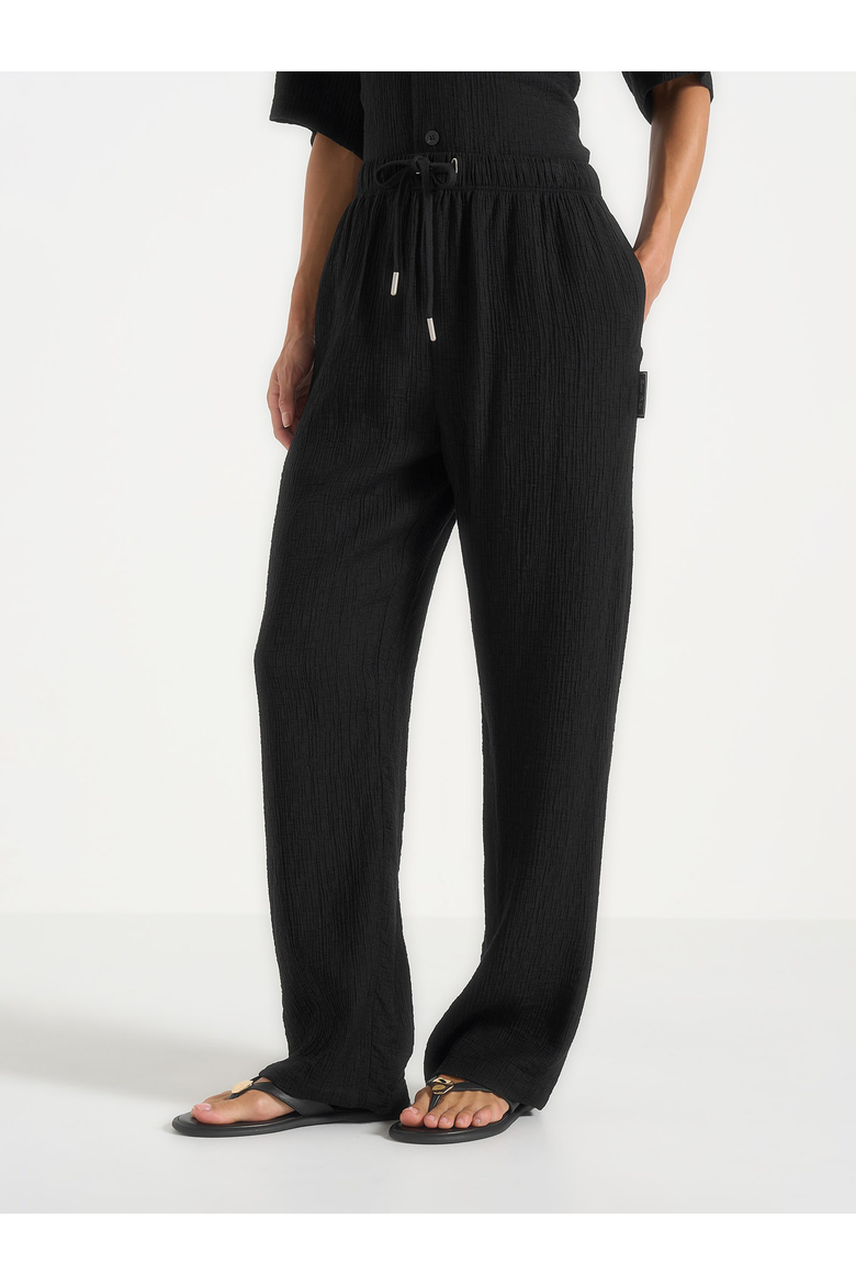 Addison Unisex Textured Relaxed Fit Trousers, Alternate, color, Black