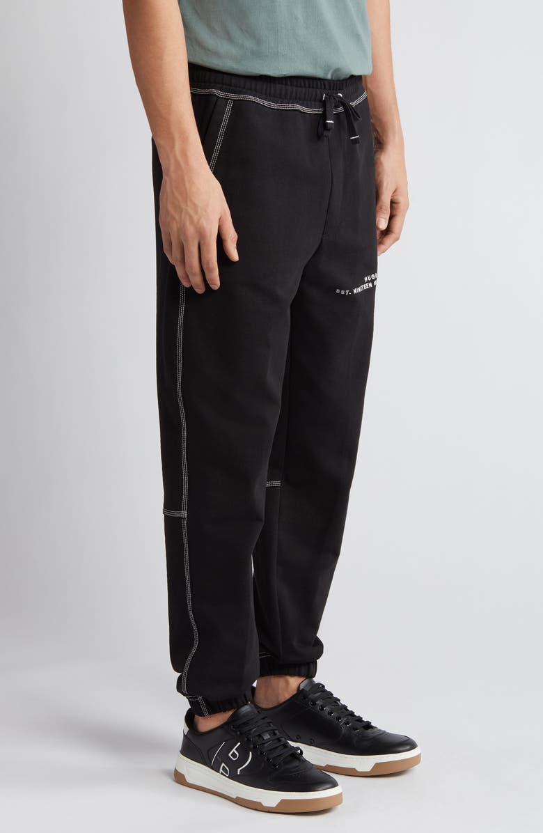 HUGO Dirabelo Embroidered Logo Drawstring Pants, Alternate, color, Black