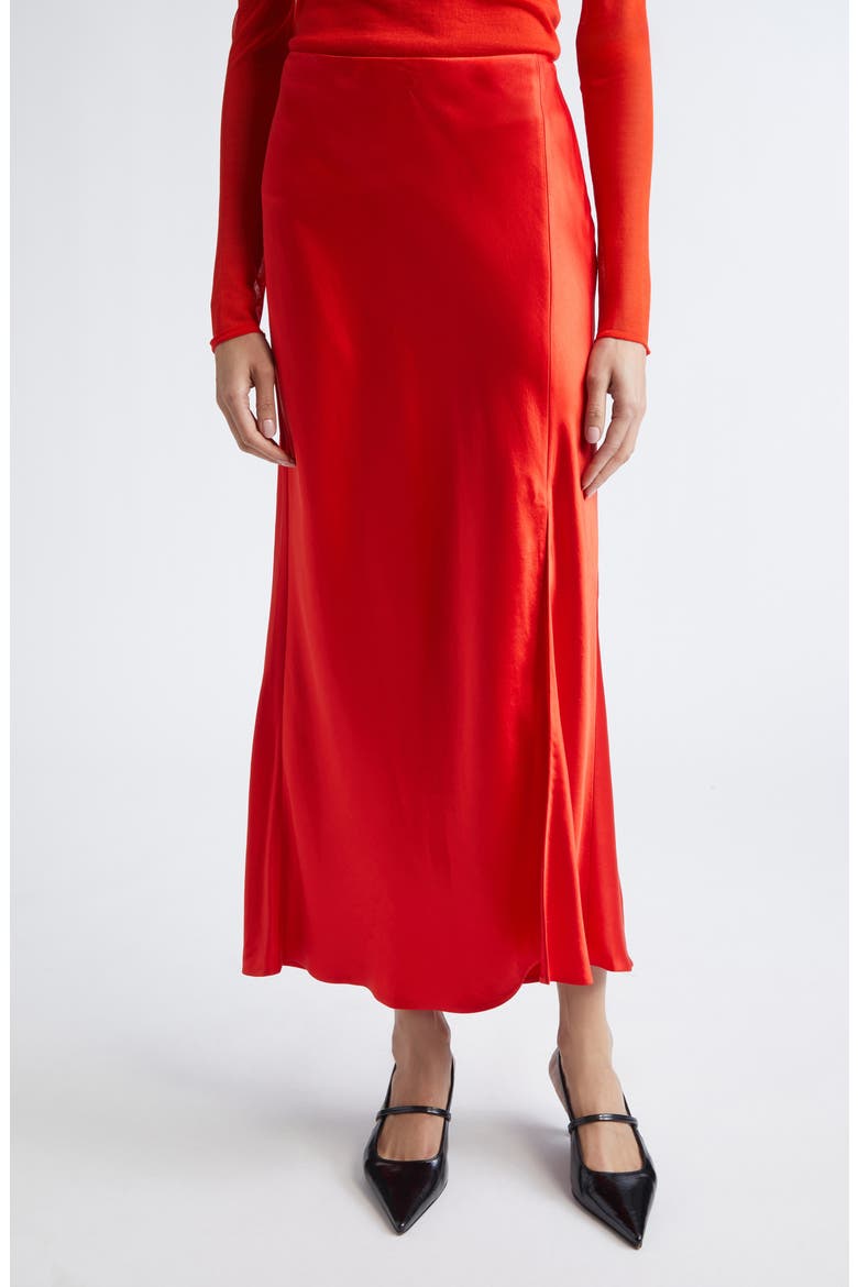 Bias Cut Washed Twill Slip Skirt, Main, color, PAPAYA