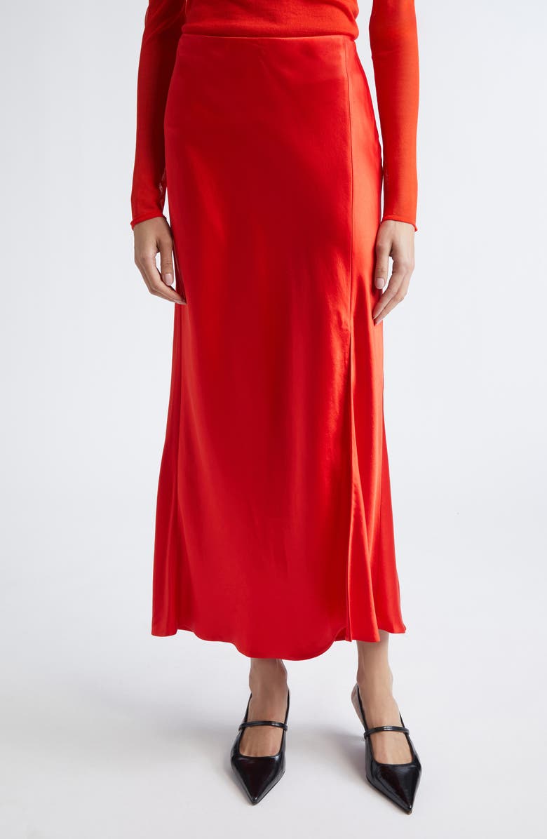 Jason Wu Collection Bias Cut Washed Twill Slip Skirt, Main, color, Papaya