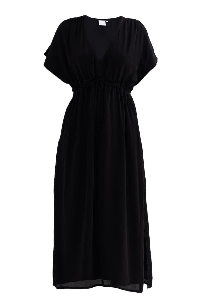 Reistor V-neck Gathered Maxi Dress in Black, Alternate, color, Black
