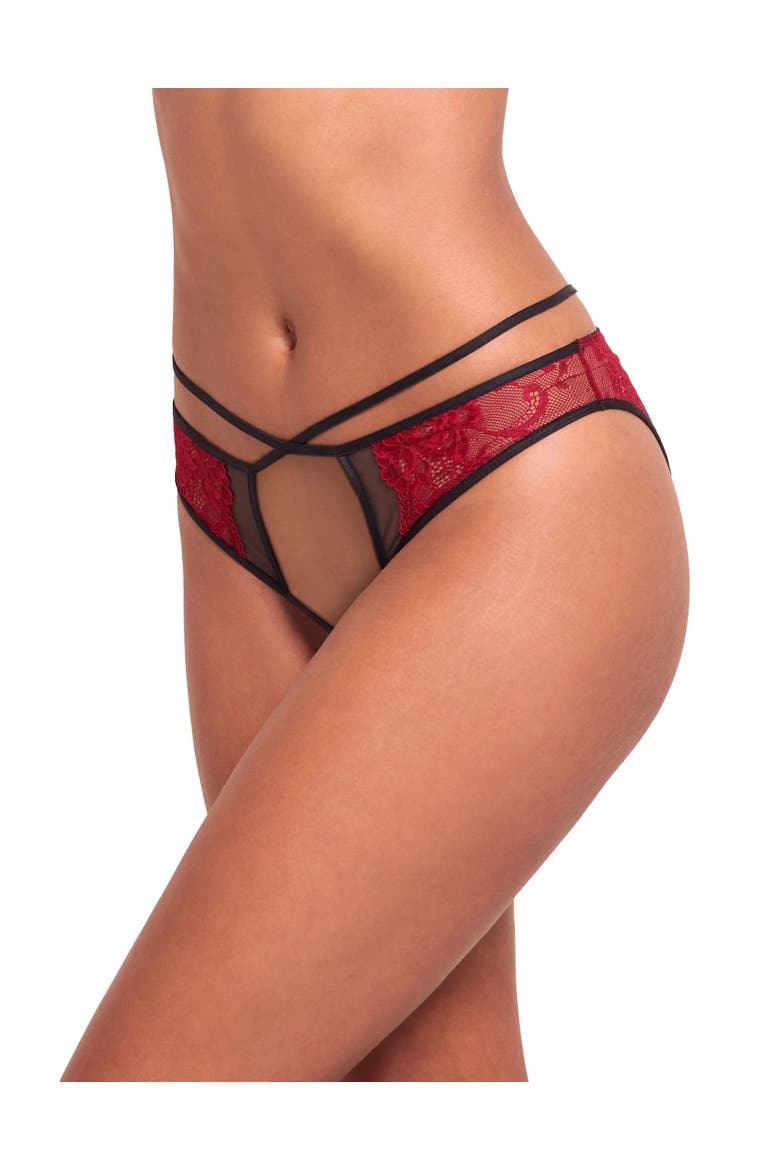 Saveria Crotchless Panties, Main, color, Dark red