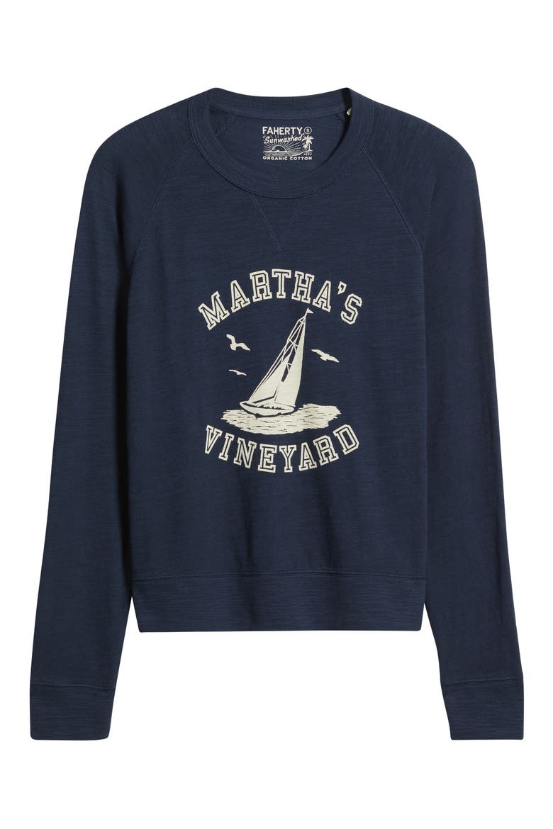 Martha's Vineyard Sunwashed Slubbed Organic Cotton Graphic Sweatshirt, Alternate, color, NAVY BLAZER