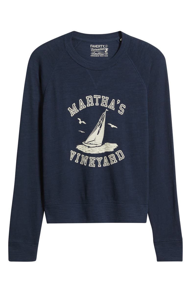 Faherty Martha's Vineyard Sunwashed Slubbed Organic Cotton Graphic Sweatshirt, Alternate, color,