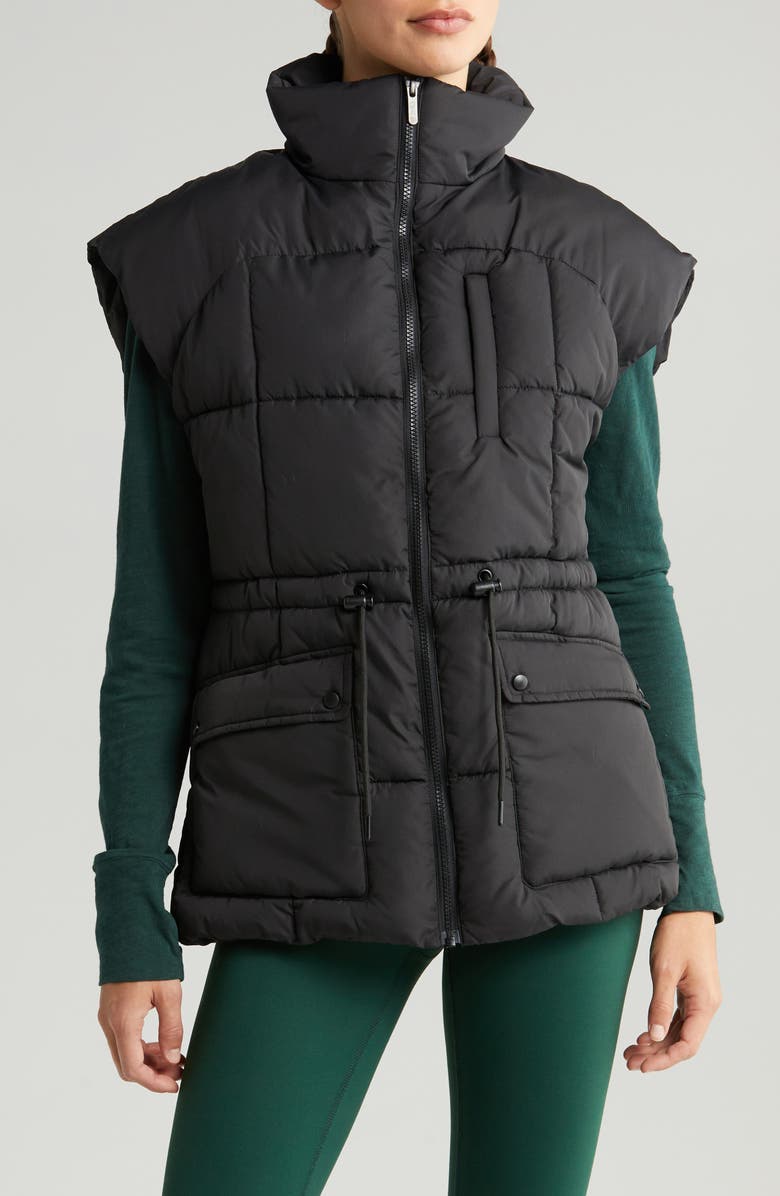 Zella Adjustable Drawcord Waist Puffer Vest, Alternate, color, 