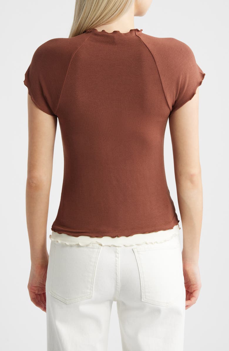 MANGO Lettuce Edge Layered Top, Alternate, color, Brown