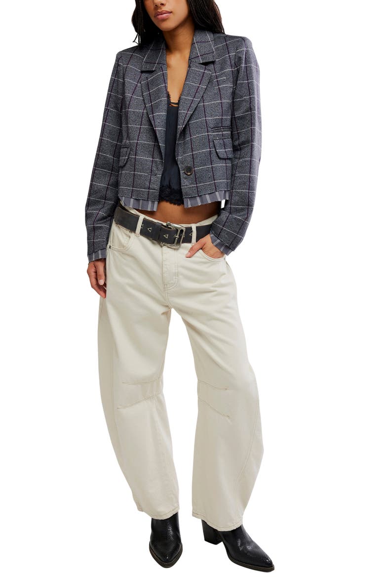 Academia Cropped Blazer, Alternate, color, CHARCOAL COMBO