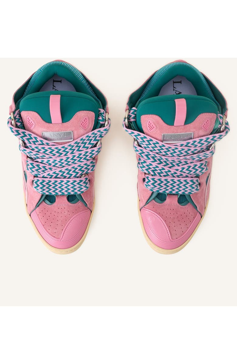 Lanvin CURB LEATHER SNEAKERS, Alternate, color, Green/Pink