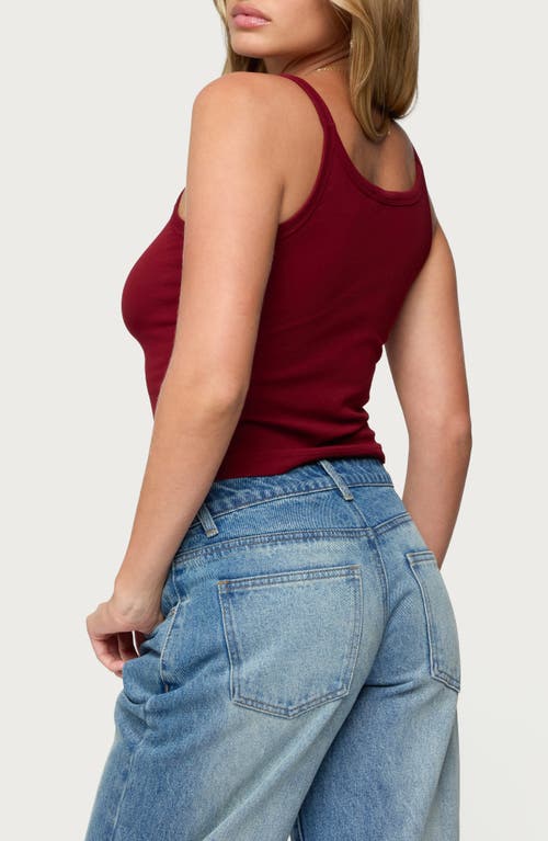 Edikted Basic Babe Crop Stretch Cotton Camisole In Burgundy