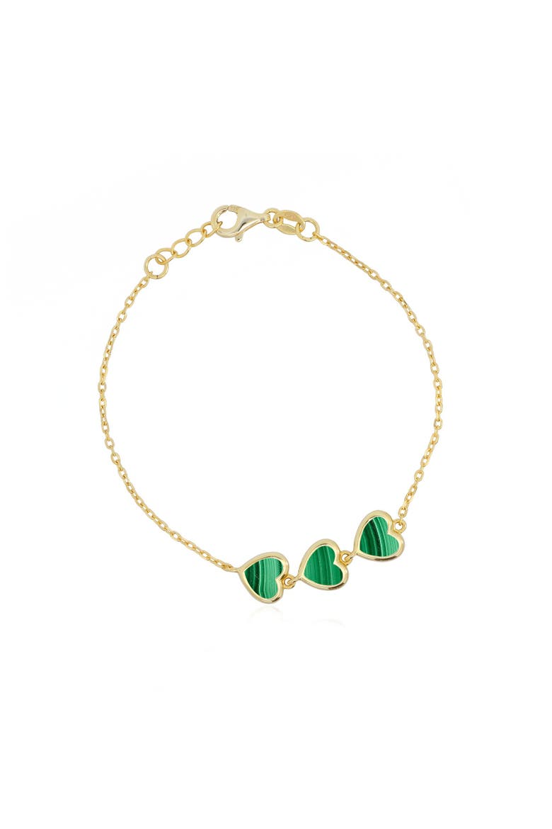 Malachite Trio Heart Bracelet, Main, color, Malachite