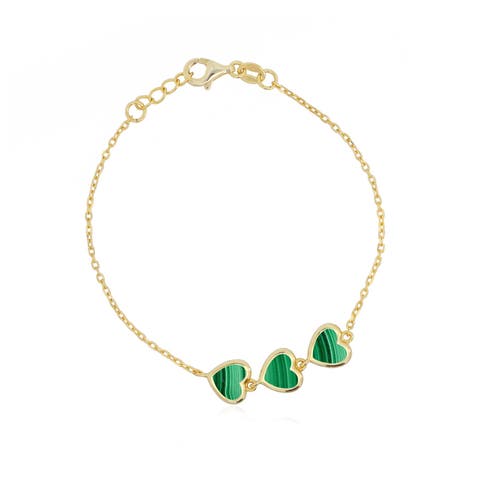 Malachite Trio Heart Bracelet