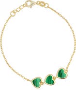 The Lovery Fine Jewelry Malachite Trio Heart Bracelet