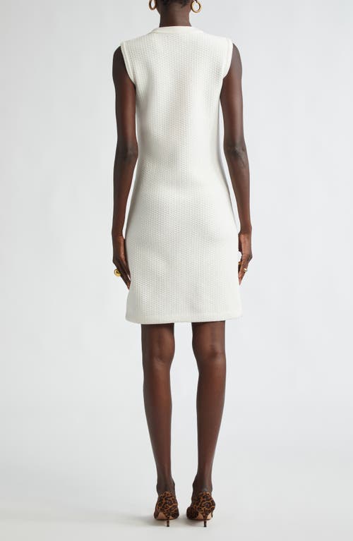 St John St. John Collection Mixed Texture Sleeveless Knit Shift Dress In Pearl
