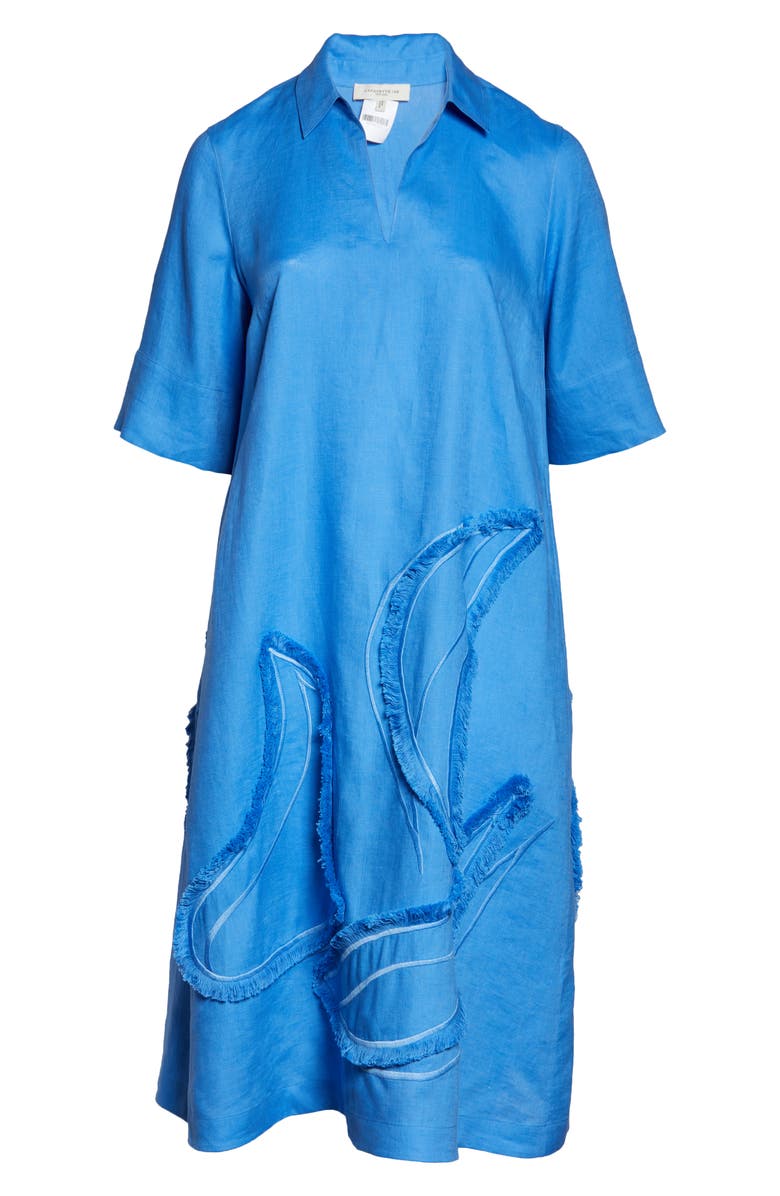 Lafayette 148 New York Sera Fringe Linen Shift Dress, Alternate, color,