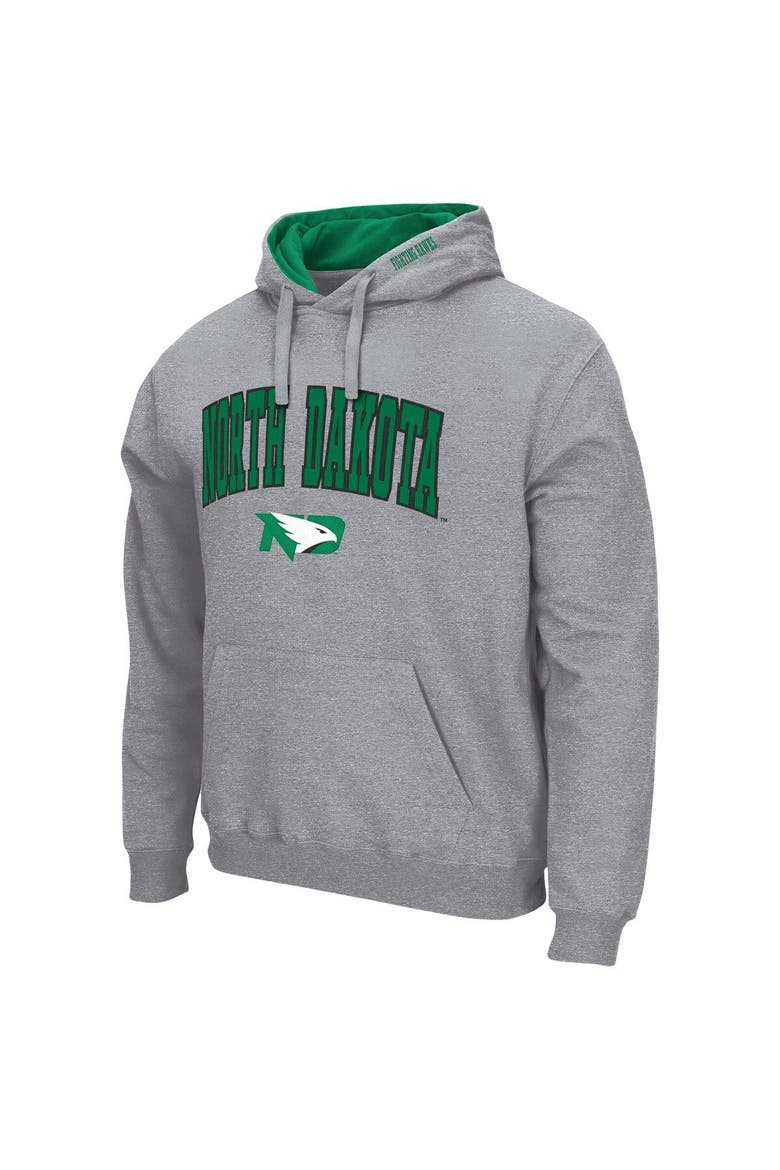 Men's Colosseum Heathered Gray North Dakota Arch and Logo Pullover Hoodie, Alternate, color, Heather Gray