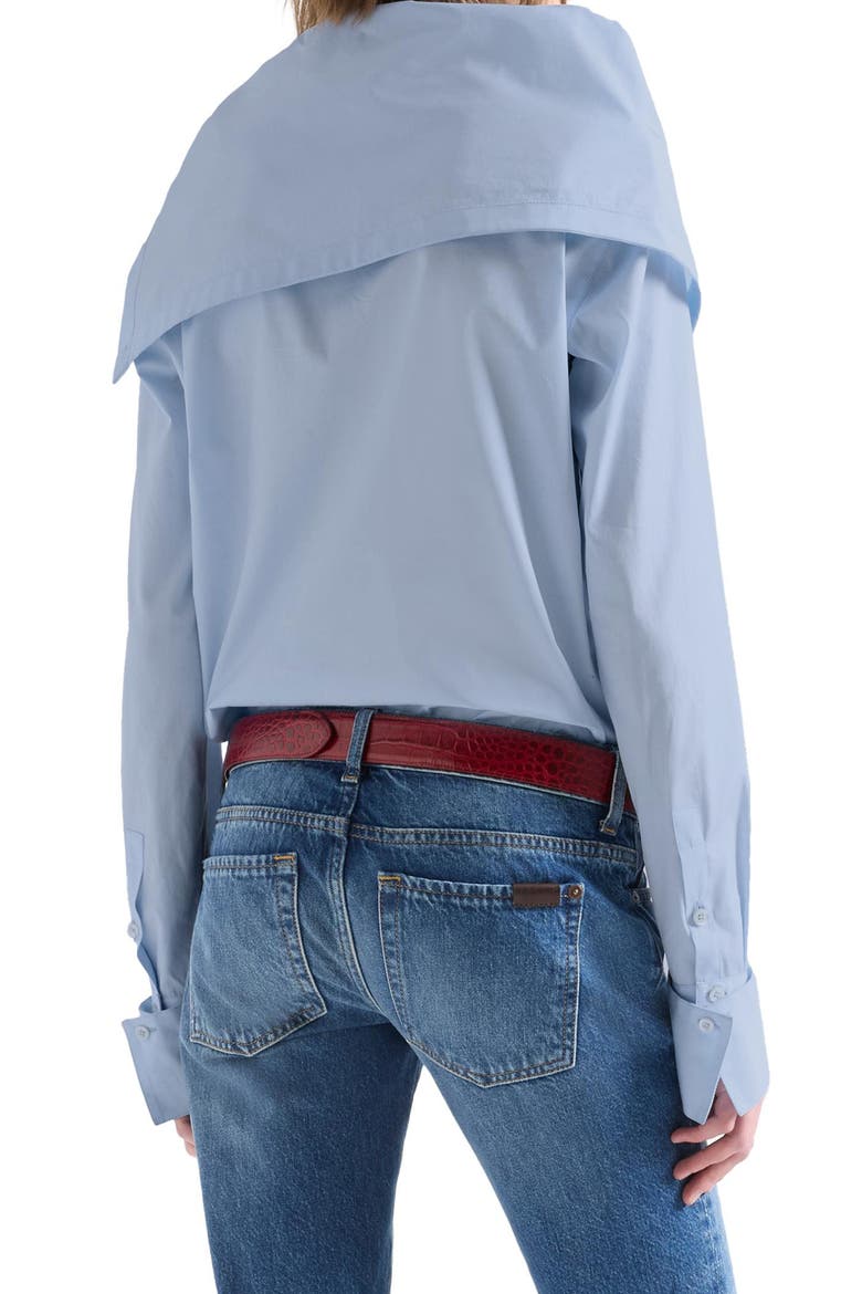 Asymmetrical Collar Cotton Poplin Shirt, Alternate, color, POPELINE SKY BL