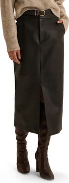 Favorite Daughter The Meyer Faux Leather Midi Skirt