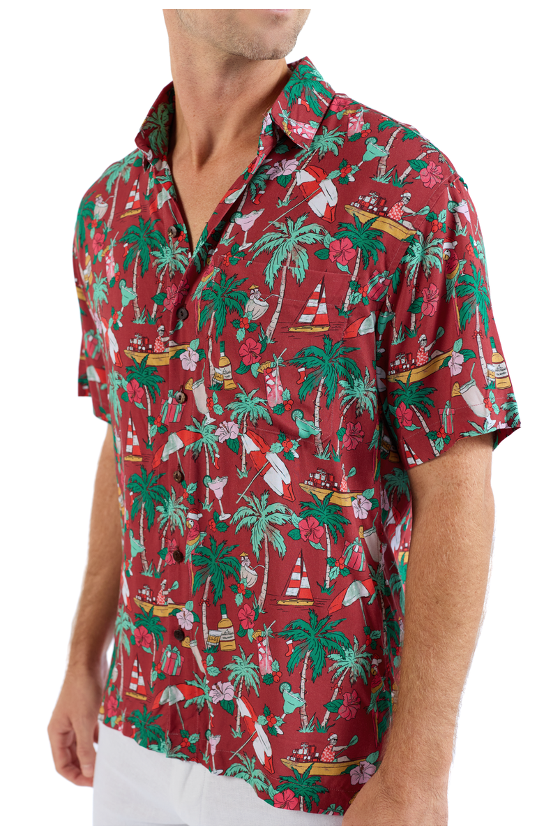 Kenny Flowers Margaritaville by Kenny Flowers - The Christmas Island - Short Sleeve Shirt, Alternate, color, Red