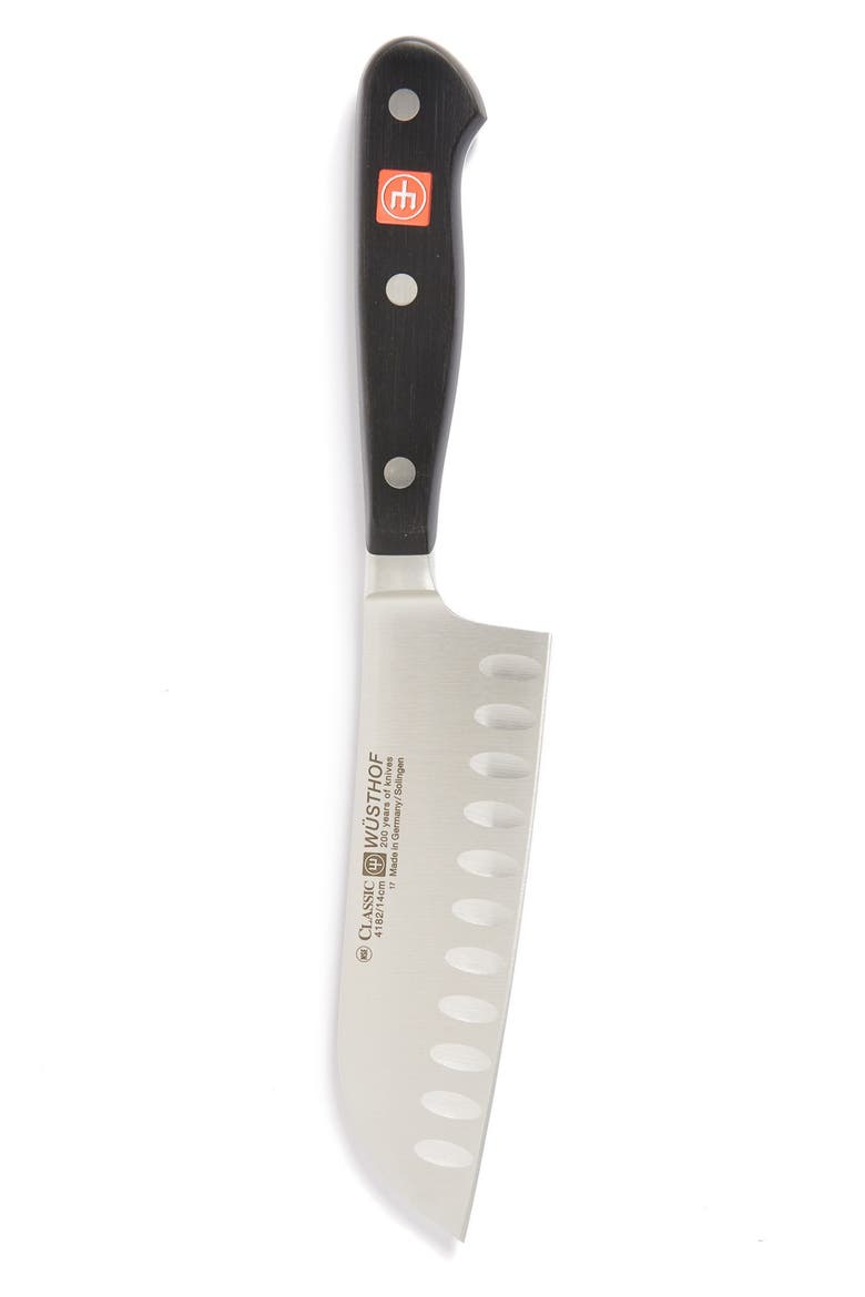Classic Hollow Edge Santoku Knife, Alternate, color, BLACK