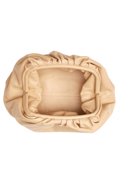 Bottega Veneta The Pouch Leather Clutch In Almond/gold