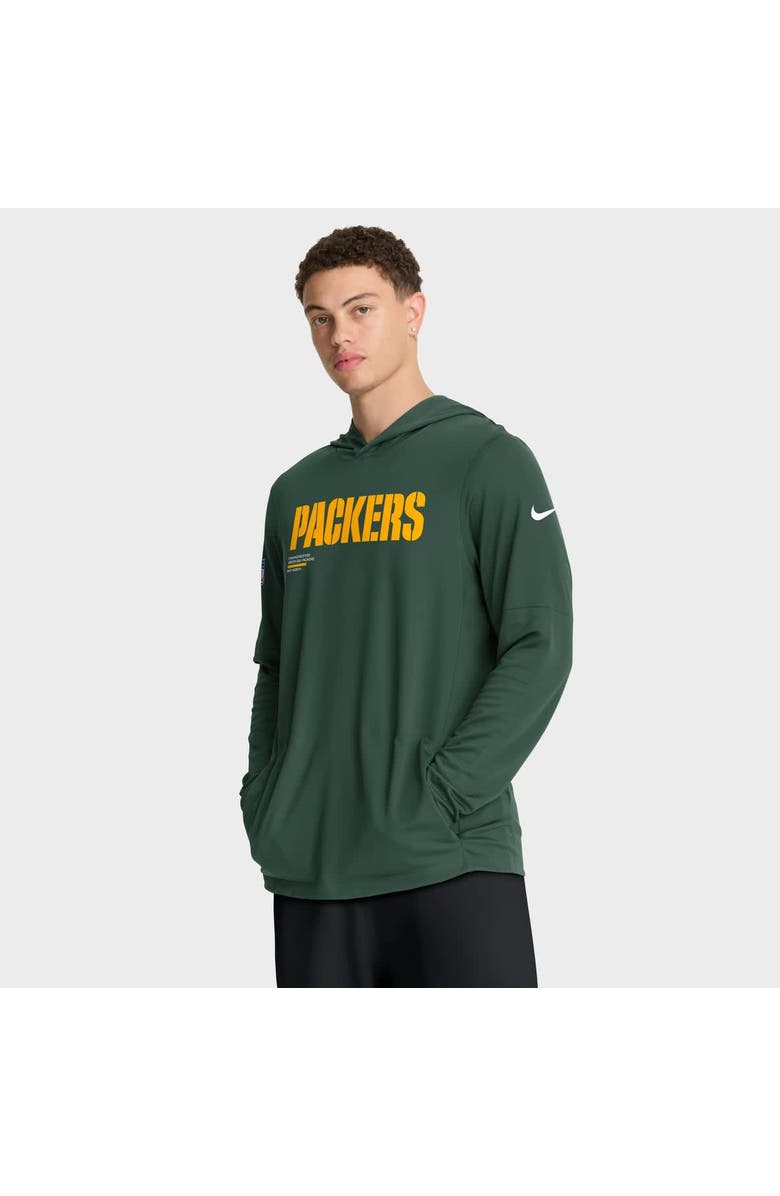 Nike Men's Nike Green Green Bay Packers Sideline Pure Fury Performance Long Sleeve Hoodie T-Shirt, Main, color, Green