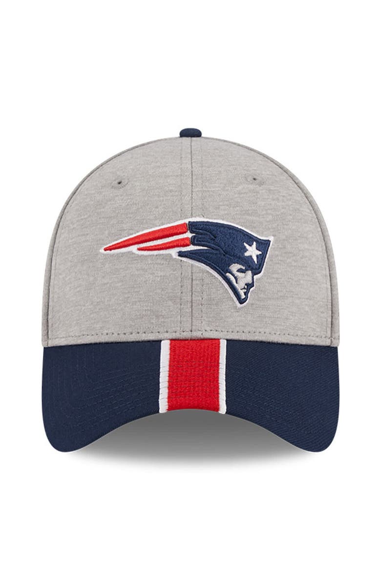 New Era Men's New Era Heather Gray/Navy New England Patriots Striped 39THIRTY Flex Hat, Alternate, color, 