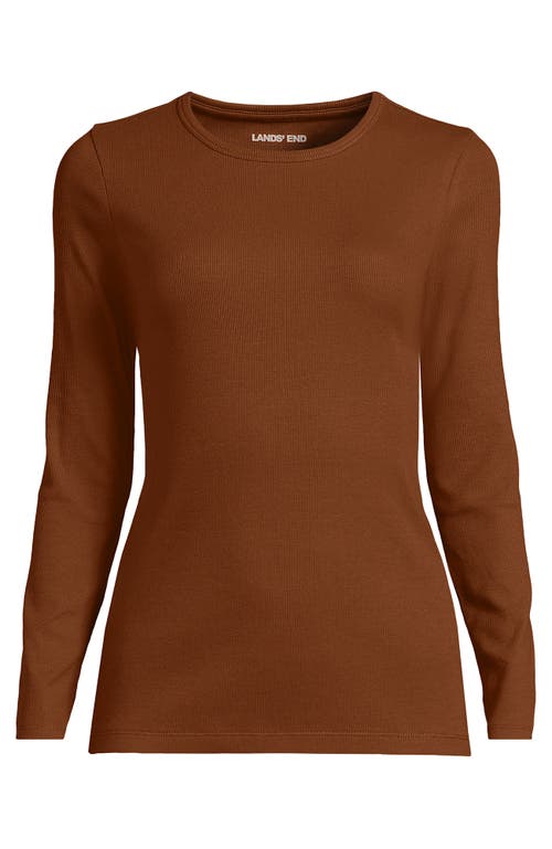 Lands' End Cotton Rib T-shirt In Brown